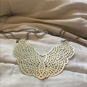 Unbranded Intricate Gold Tone Filigree Cutout Statement Chain Artsy Necklace